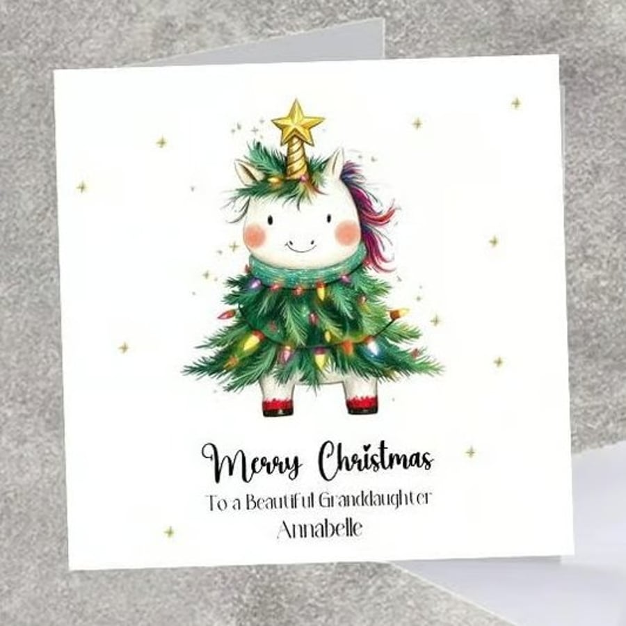 Unicorn Christmas Card Merry Christmas Daughter Granddaughter Niece Handmade and