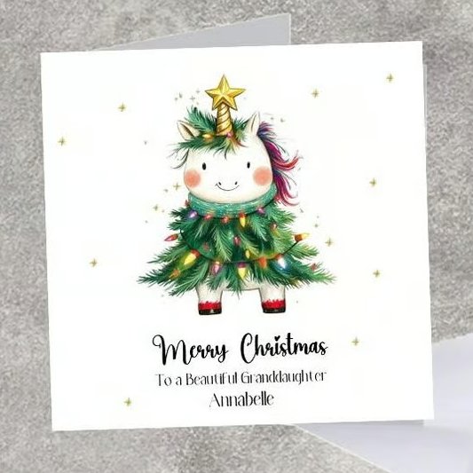 Unicorn Christmas Card Merry Christmas Daughter Granddaughter Niece Handmade and