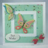 Handmade best wishes card - glittered butterflies