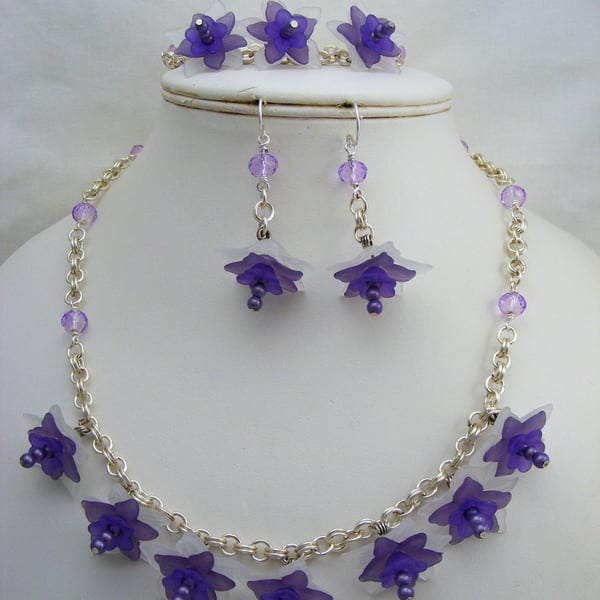 Seconds Sunday Purple Flower Chainmaille Jewellery Set.