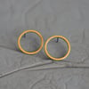 Golden Yellow Enamel Open Circle Sterling Silver Stud Earrings