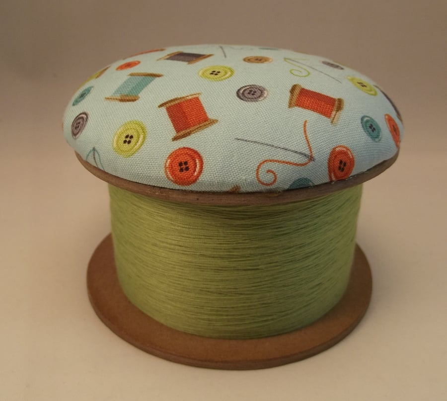 Needle and Thread Cotton Reel Pin Cushion