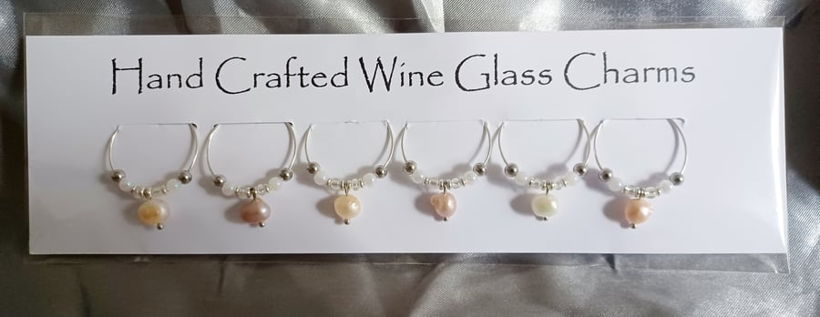Cultured Pearl Wine Glass Charms 