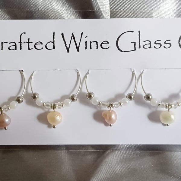 Cultured Pearl Wine Glass Charms 