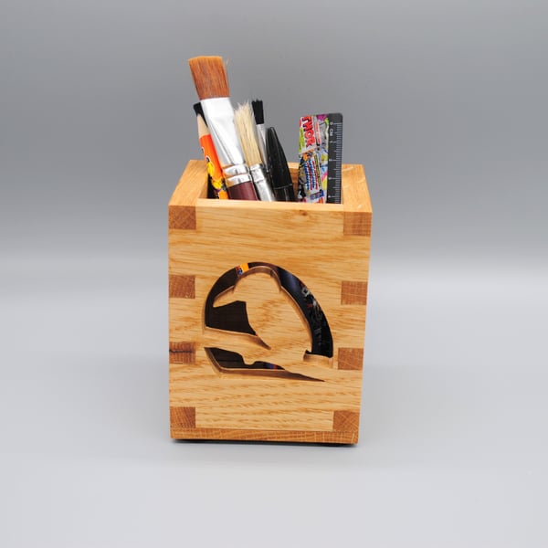 Wooden Desk Tidy, Stationary Box - Kingfisher