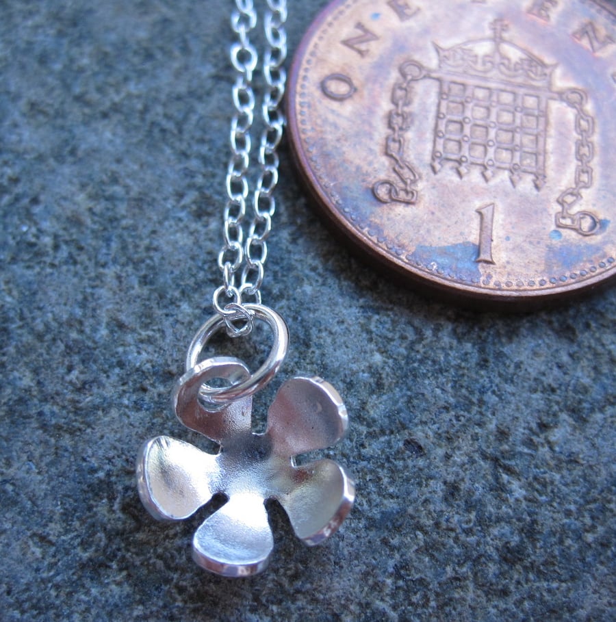 SOLD OUT Teeny Tiny  Little Flower Sterling Silver Necklace, Pendant