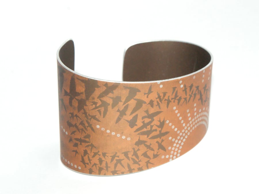 Flock of birds cuff - light orange