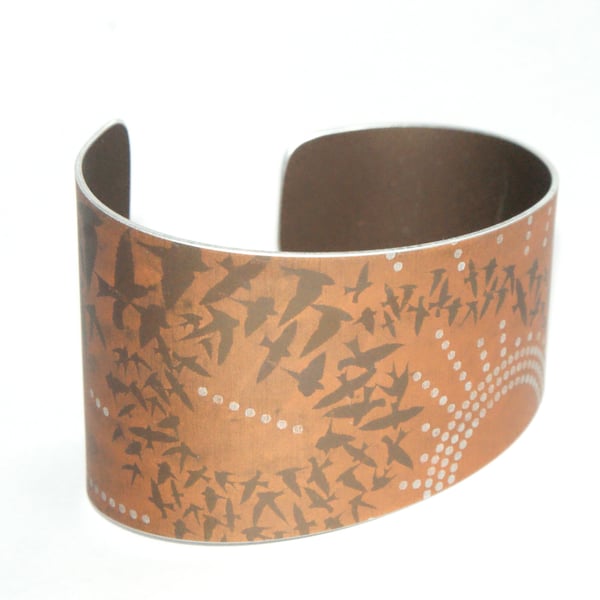 Flock of birds cuff - light orange