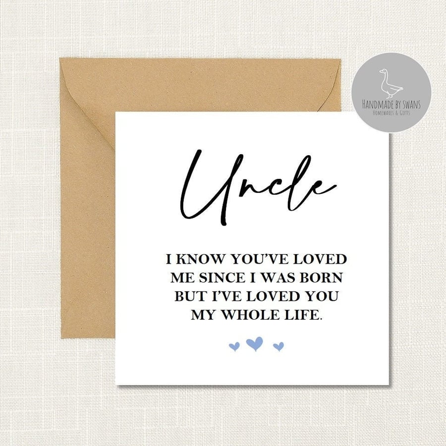 Birthday card for Uncle, new Uncle card, i know you've loved me, Fathers day car