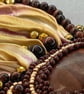 Elegant Red Tiger’s Eye Stone & Gold Hematite Beaded Wide Silk Cuff Bracelet  - Image 6