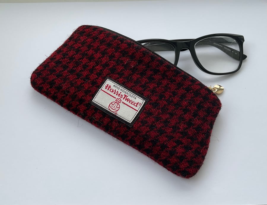 Harris Tweed Zipped Soft Glasses Case Handmade Scottish Wool Pouch