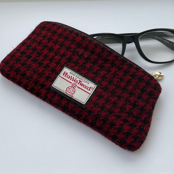 Harris Tweed Zipped Soft Glasses Case Handmade Scottish Wool Pouch