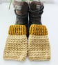 Two-tone Boot Cuffs, Honeysuckle and Sand Crochet Aran Ankle Warmers - Image 3