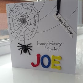 Child's incey wincey spider birthday card