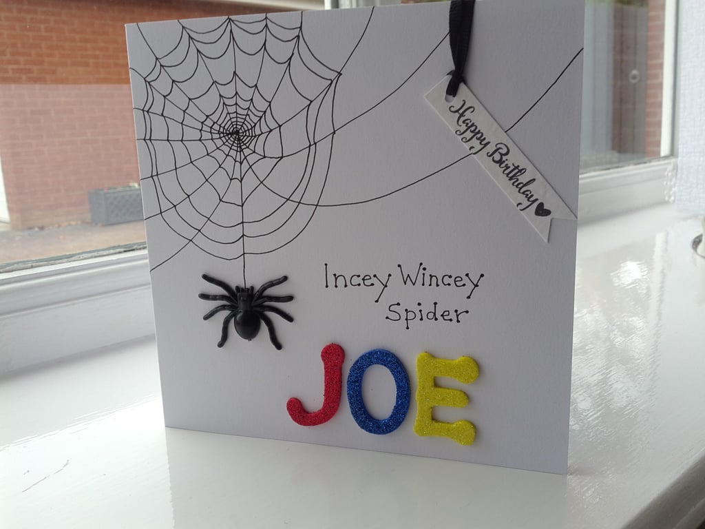 Child's incey wincey spider birthday card