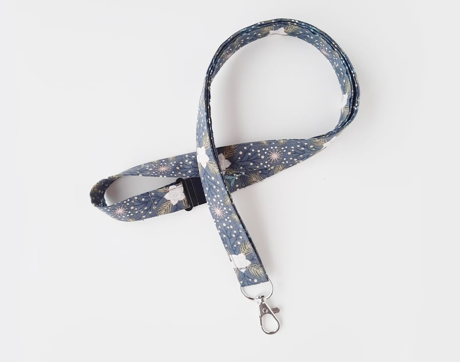 Pretty Floral Lanyard, Teacher Gift, Mistletoe Fabric - Free P&P