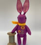Raspberry Bunny the Little Hand Embroidered Felt Rabbit  - Image 2