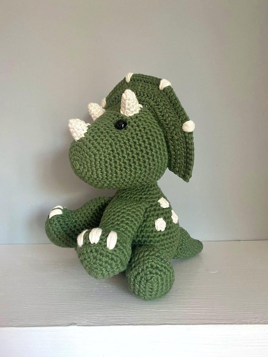 Large Triceratops Dinosaur Crochet Soft Toy