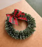 Mini Christmas wreath greeting card tartan bow pine ring holiday wishes  - Image 4