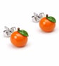 Orange Fruit Stud Earrings – Clay Citrus Earrings with Sterling Silver