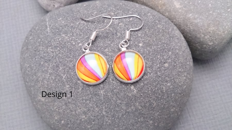 Marble Rainbow Earrings, Cabochon