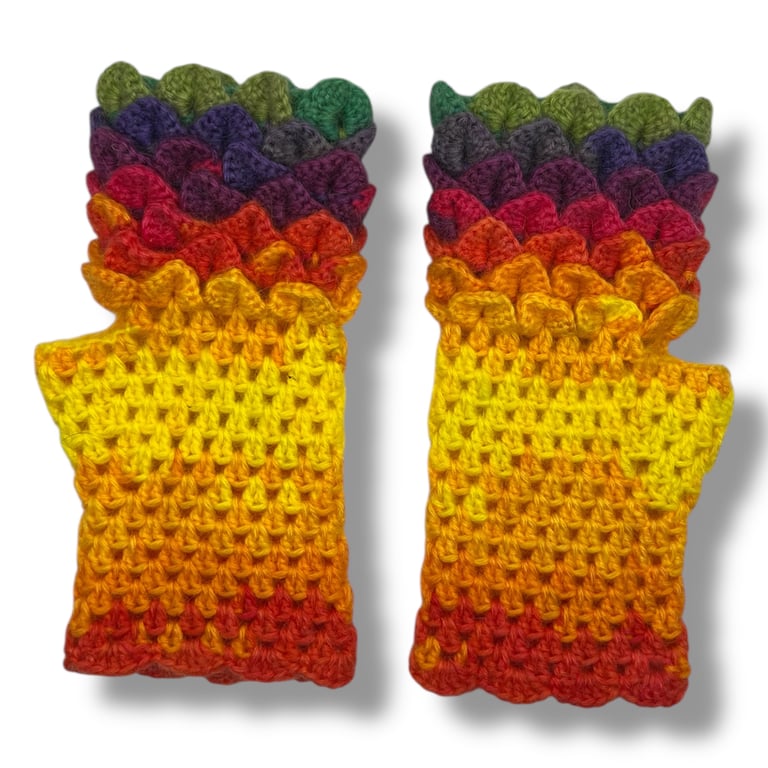 Crocheted Fingerless Dragon Scale Gloves