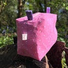 Make up bag (large) in pink and white polka dots