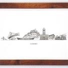 Edinburgh Cityscape Handmade Unique Framed A3 Print White Border Wallart Gift
