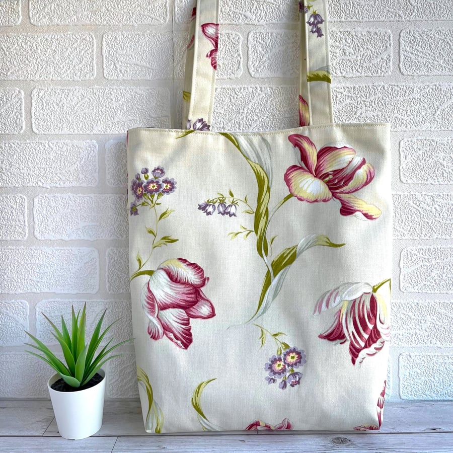 Spring Flowers Tote Bag with Tulips