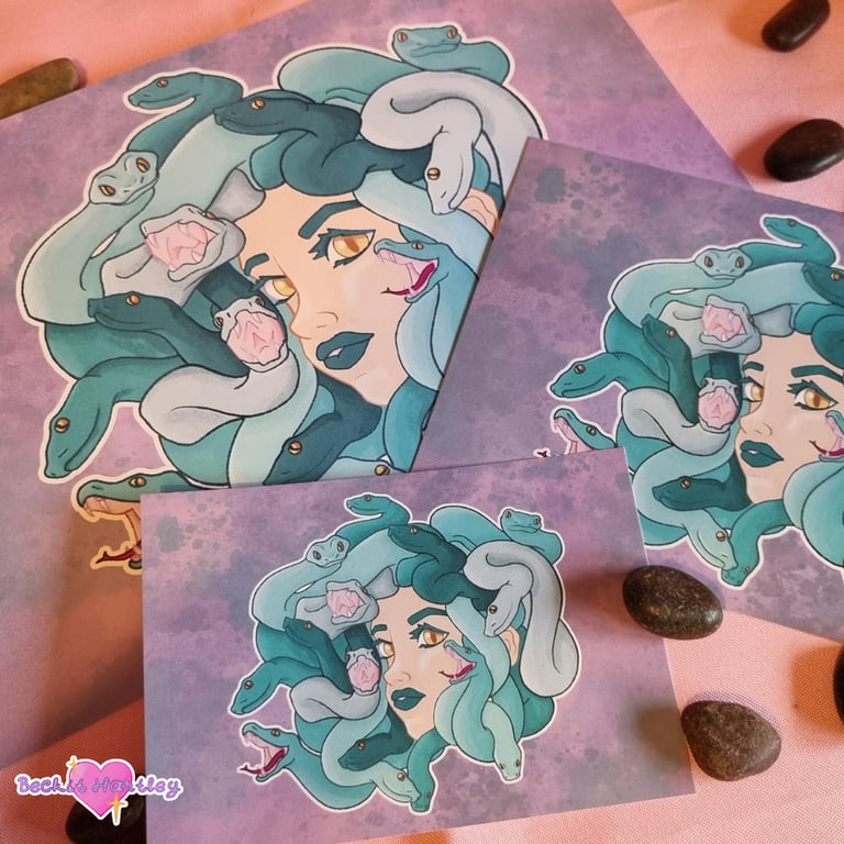 Medusa postcard Art Print - Greek Mythology - Original Illustration