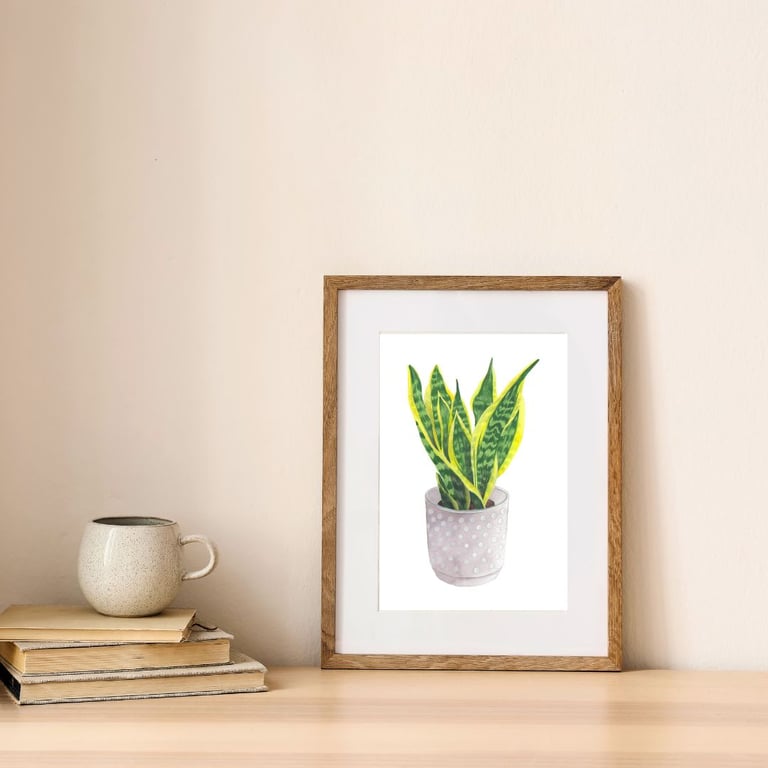 Snake Plant Botanical Art Houseplant Digital Print