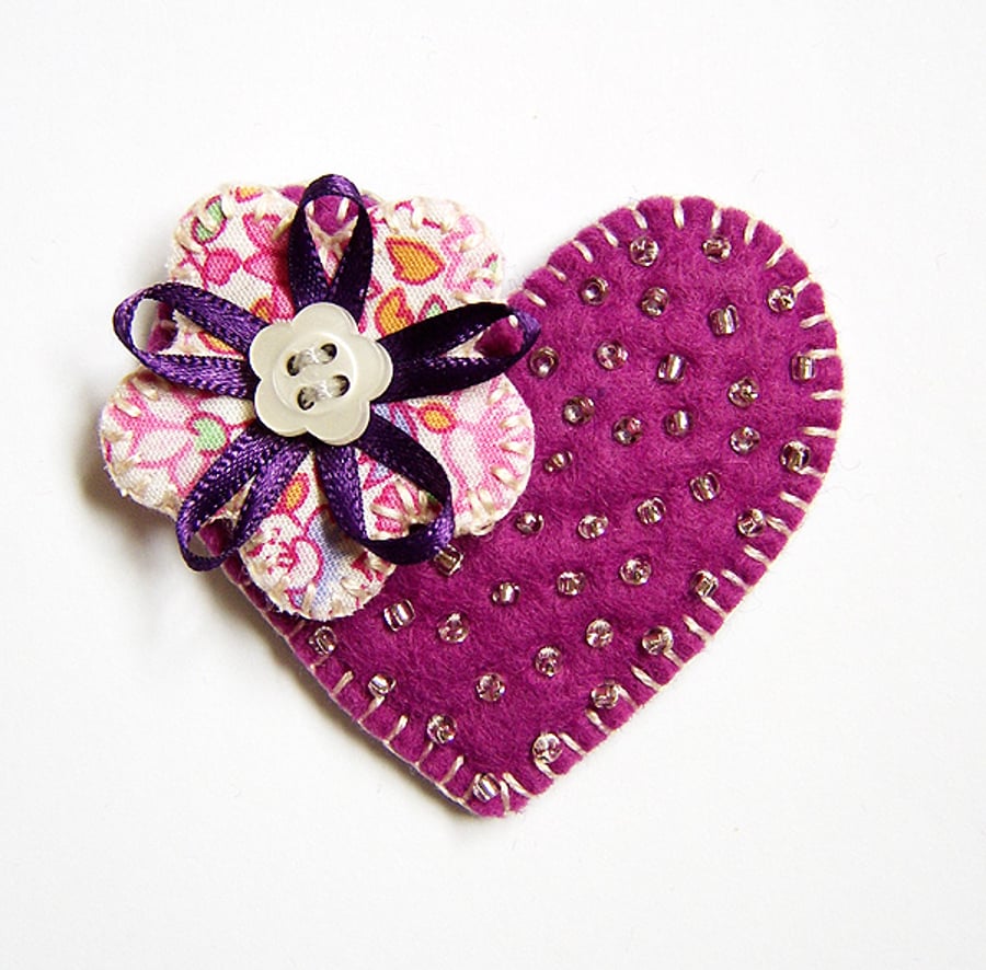 Felt Heart Brooch