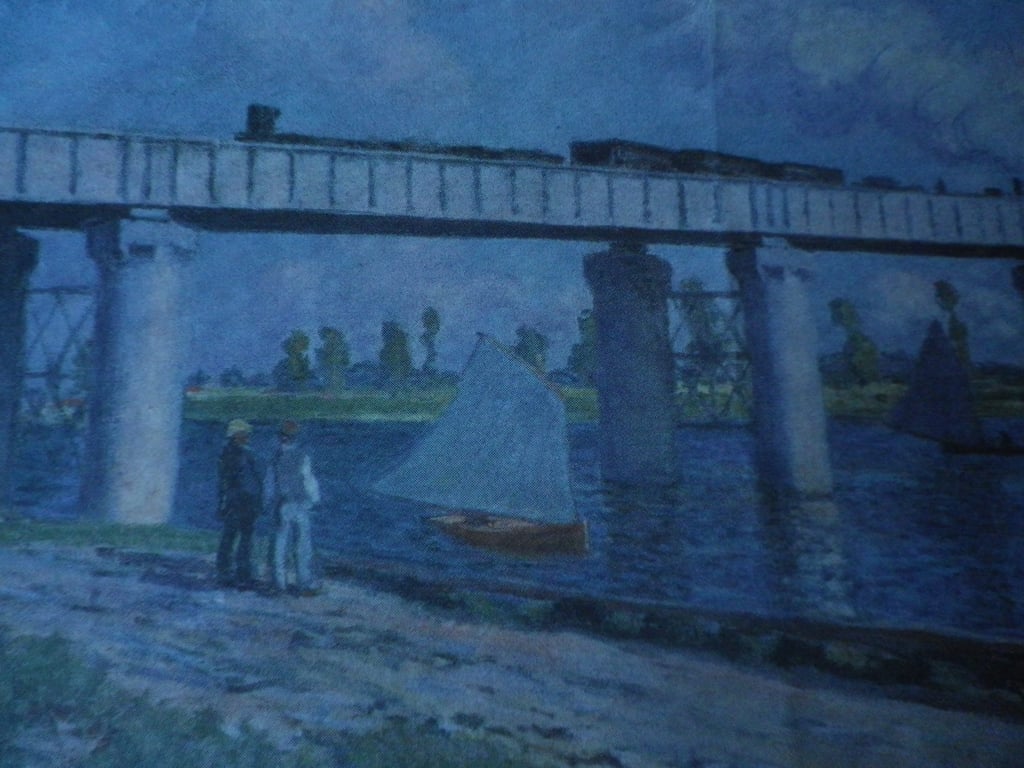  Boats and trains A4 unframed, mounted,free hook & easel free shipping, Ref 3994