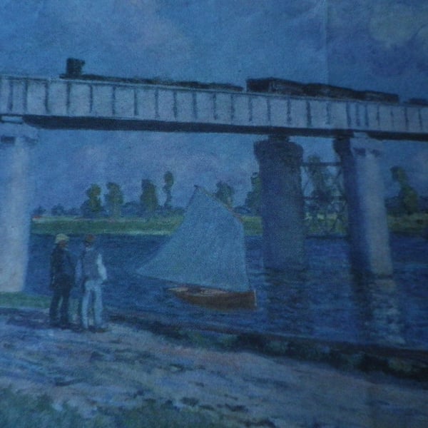  Boats and trains A4 unframed, mounted,free hook & easel free shipping, Ref 3994