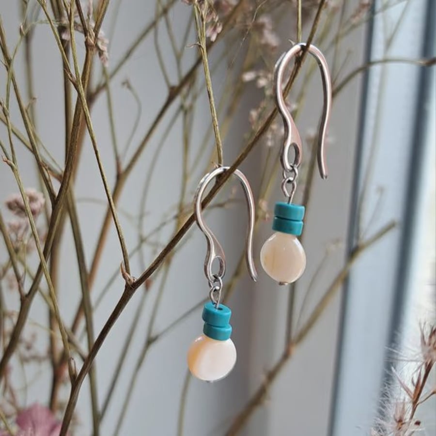Turquoise and shell earrings