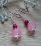 Red Tiger's Eye & Pink Faceted Quartzite Earrings