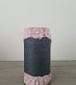 Dark Grey Yarn Wrapped Decorative Vase With Pink Chiffon Flower Decoration