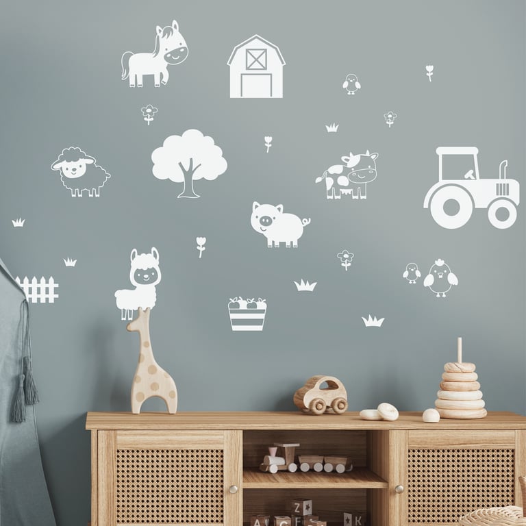 Farm Wall Sticker Set: Farm Animal Themed Wall Decals for Kids Rooms & Nurseries