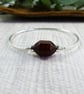 Sterling Silver Bangle with Plum Crackle Agate. Fits Size Medium 20cm  - Image 8