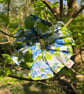 Cute cottage core scrunchie in blue floral cotton