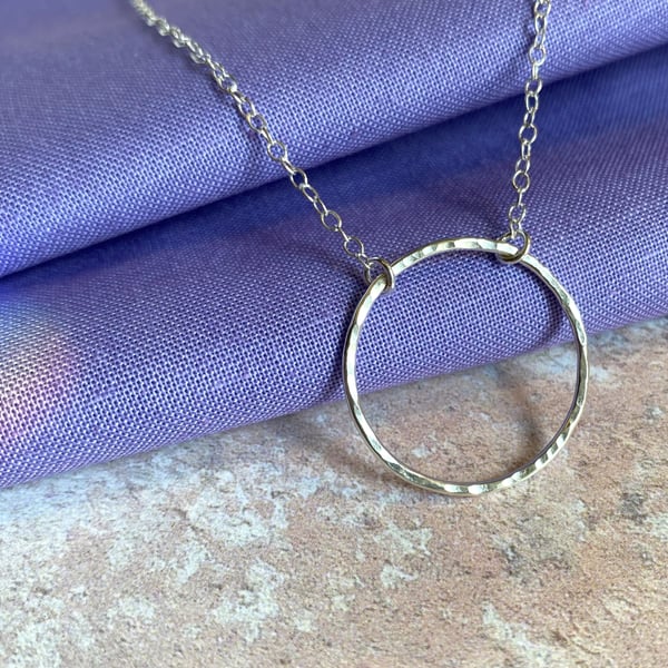 Hammered Single Circle Necklace
