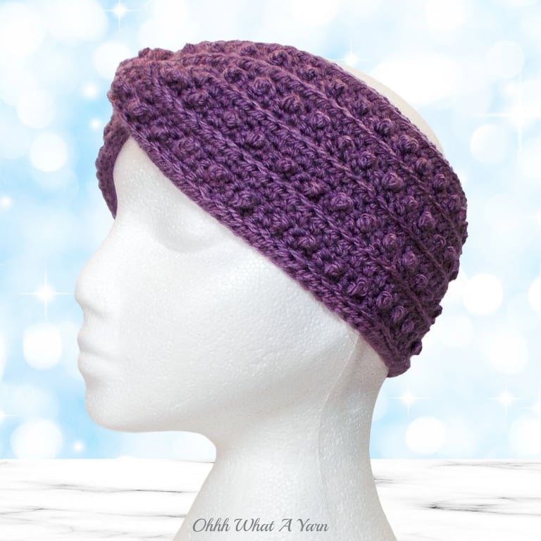 Crochet headband, ear warmer. Mauve, purple twist ear warmer. Mauve headband.