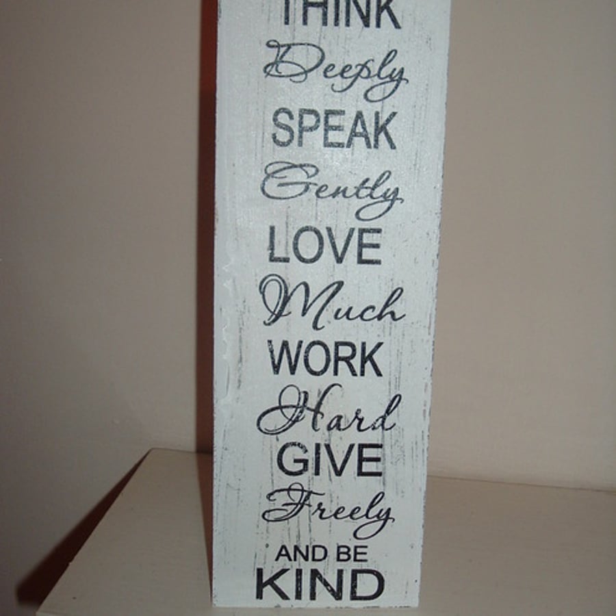 shabby chic distressed think depeply  plaque..