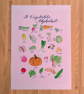 An Illustrated Vegetable Alphabet - Eco Wall Art (A4) - Watercolour and Pen