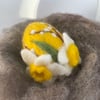 3D Felted Easter Egg, Needle Felt Easter Decoration, Daffodils, Flowers