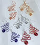 Colourful Wire Work Christmas Tree Earrings in Various Colours - Image 1