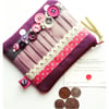 Vintage Button Coin Purse with Polka Dots, Ribbon and Lace