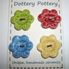 Large ceramic feature flower buttons set of four