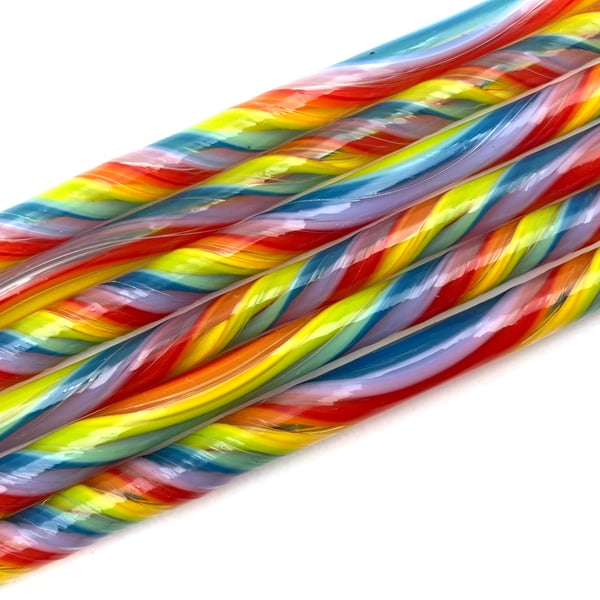 Rainbow Twisted cane 24cm Carnival pack Bullseye 90 coe glass Vitrigraph