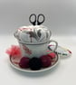 Vintage Teacup Pin Cushion & Sewing Set - Mindful Crafting Station (1) - Image 1